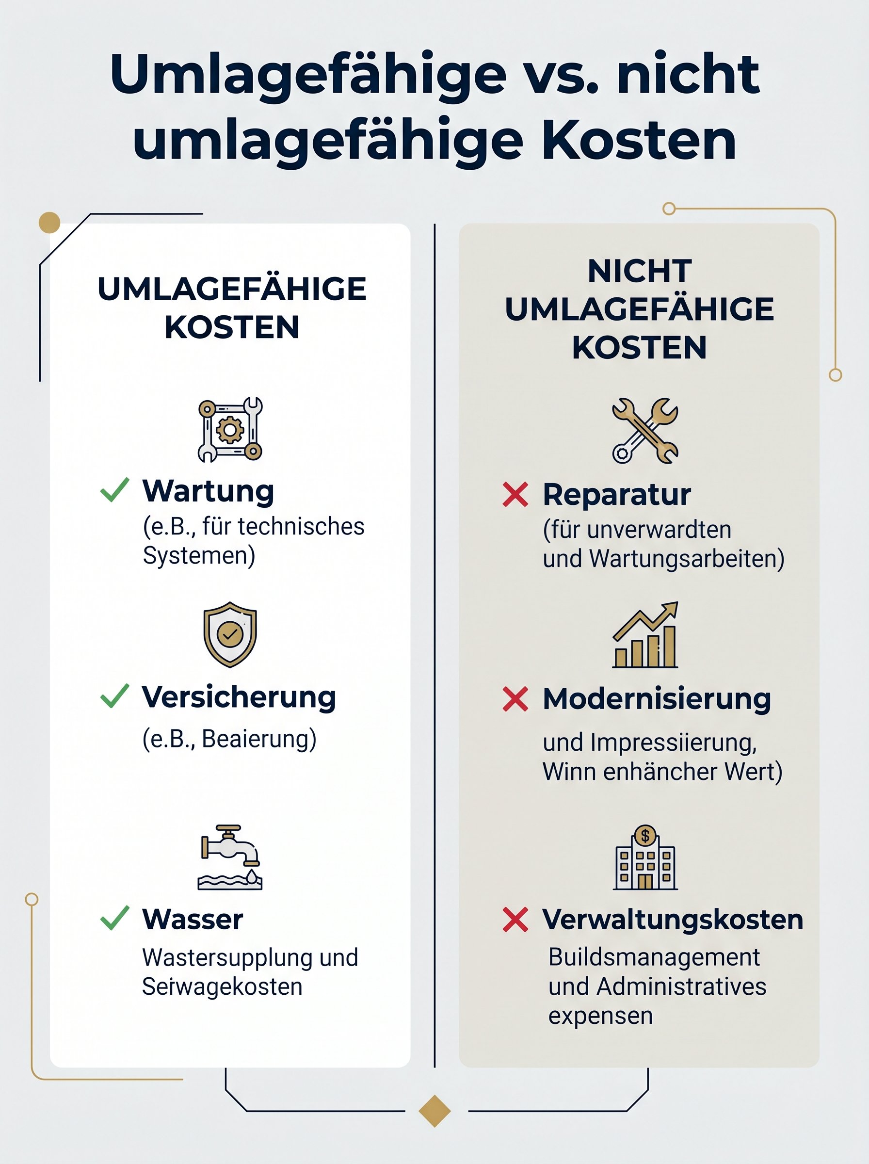 Umlagefähige vs. nicht umlagefähige Kosten